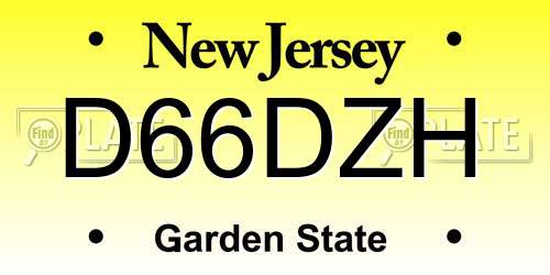 D66DZH New Jersey License Plate