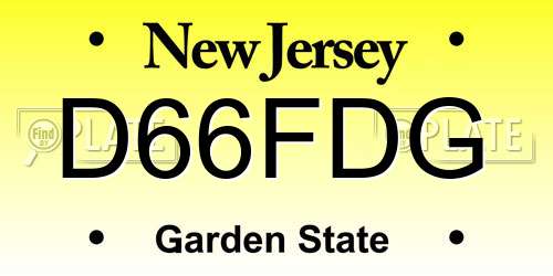 D66FDG New Jersey License Plate