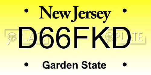D66FKD New Jersey License Plate
