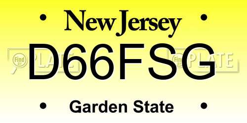 D66FSG New Jersey License Plate