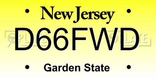 D66FWD New Jersey License Plate