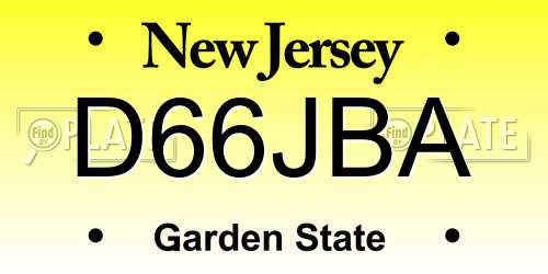 D66JBA New Jersey License Plate