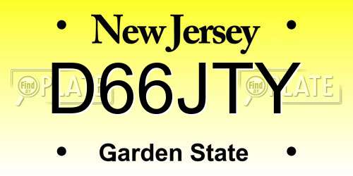 D66JTY New Jersey License Plate