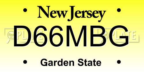 D66MBG New Jersey License Plate