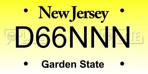 D66NNN New Jersey License Plate