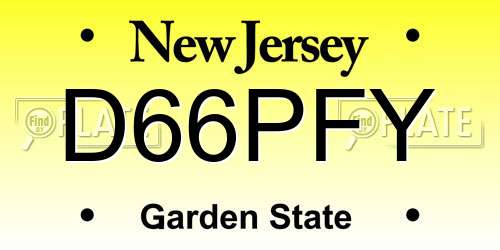D66PFY New Jersey License Plate