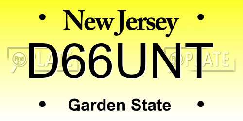 D66UNT New Jersey License Plate