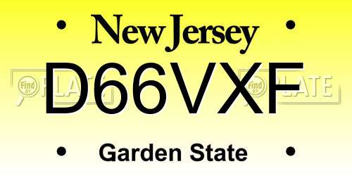 D66VXF New Jersey License Plate