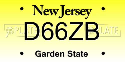 D66ZB New Jersey License Plate