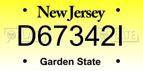 D67342I New Jersey License Plate