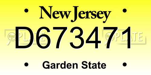 D673471 New Jersey License Plate
