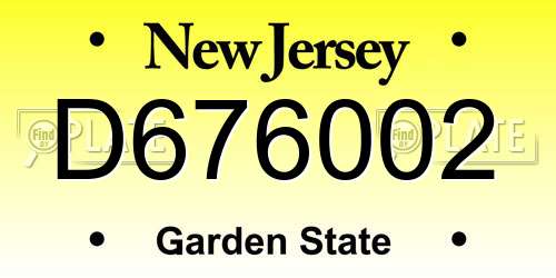 D676002 New Jersey License Plate