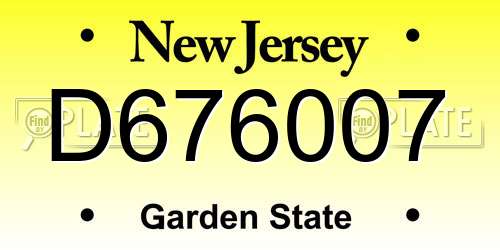 D676007 New Jersey License Plate