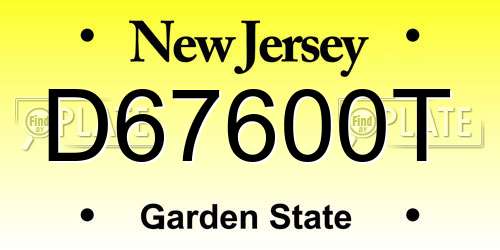 D67600T New Jersey License Plate