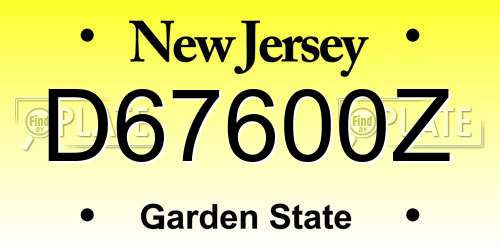 D67600Z New Jersey License Plate