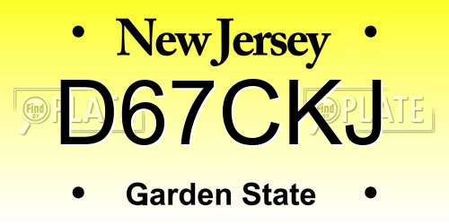 D67CKJ New Jersey License Plate
