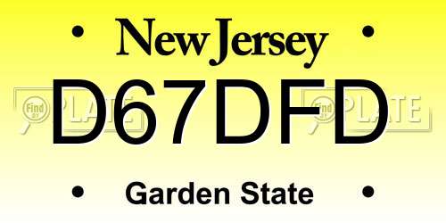 D67DFD New Jersey License Plate