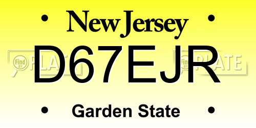 D67EJR New Jersey License Plate