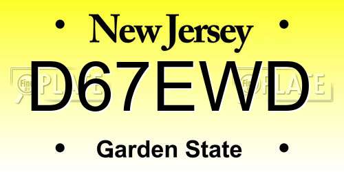 D67EWD New Jersey License Plate