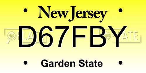 D67FBY New Jersey License Plate