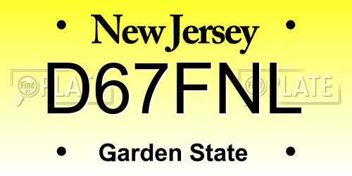D67FNL New Jersey License Plate
