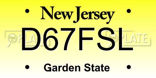 D67FSL New Jersey License Plate