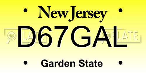 D67GAL New Jersey License Plate