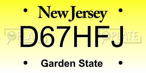 D67HFJ New Jersey License Plate