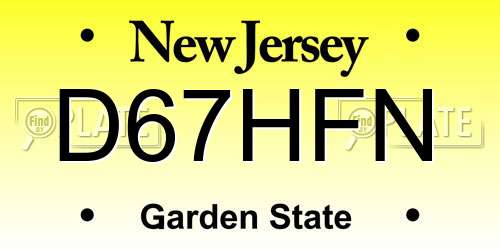 D67HFN New Jersey License Plate