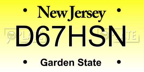 D67HSN New Jersey License Plate