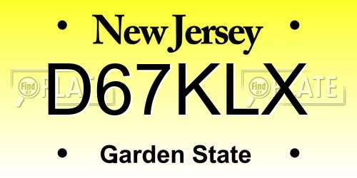 D67KLX New Jersey License Plate