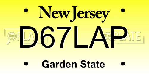 D67LAP New Jersey License Plate