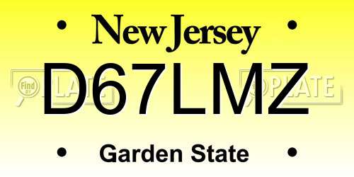 D67LMZ New Jersey License Plate