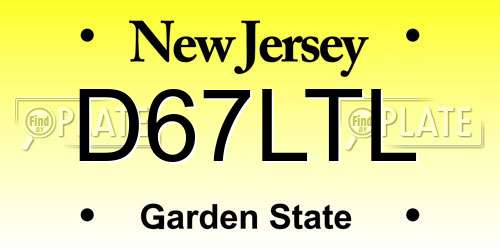 D67LTL New Jersey License Plate