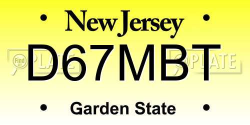D67MBT New Jersey License Plate