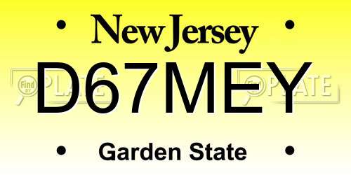 D67MEY New Jersey License Plate
