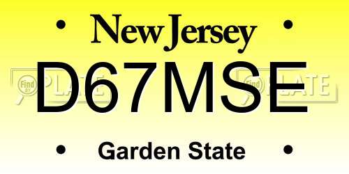 D67MSE New Jersey License Plate