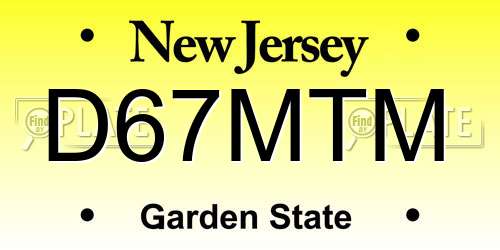 D67MTM New Jersey License Plate