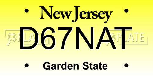 D67NAT New Jersey License Plate