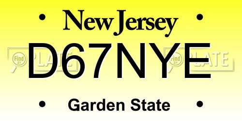 D67NYE New Jersey License Plate