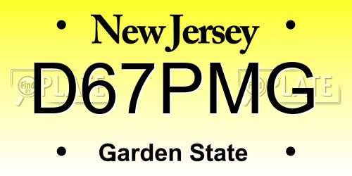 D67PMG New Jersey License Plate