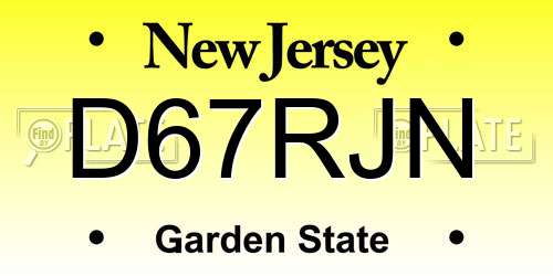 D67RJN New Jersey License Plate