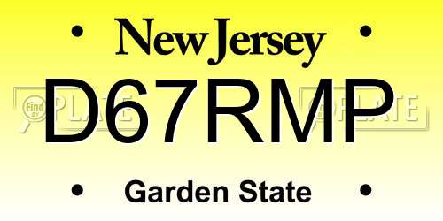 D67RMP New Jersey License Plate
