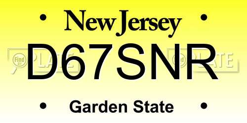 D67SNR New Jersey License Plate