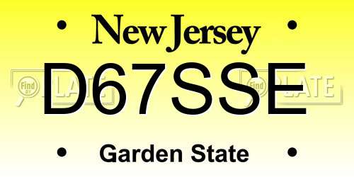 D67SSE New Jersey License Plate
