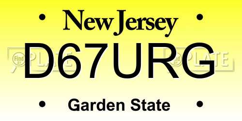 D67URG New Jersey License Plate