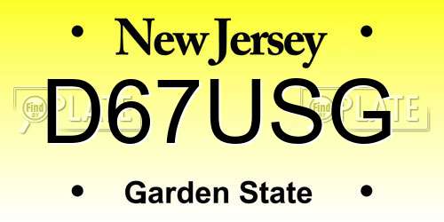 D67USG New Jersey License Plate