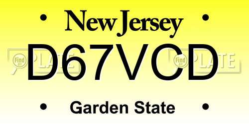 D67VCD New Jersey License Plate