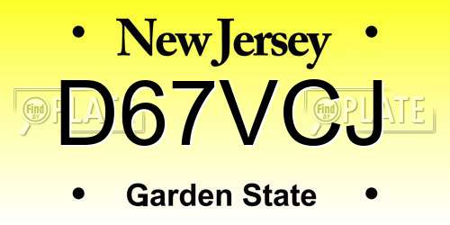 D67VCJ New Jersey License Plate