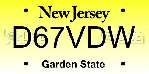 D67VDW New Jersey License Plate